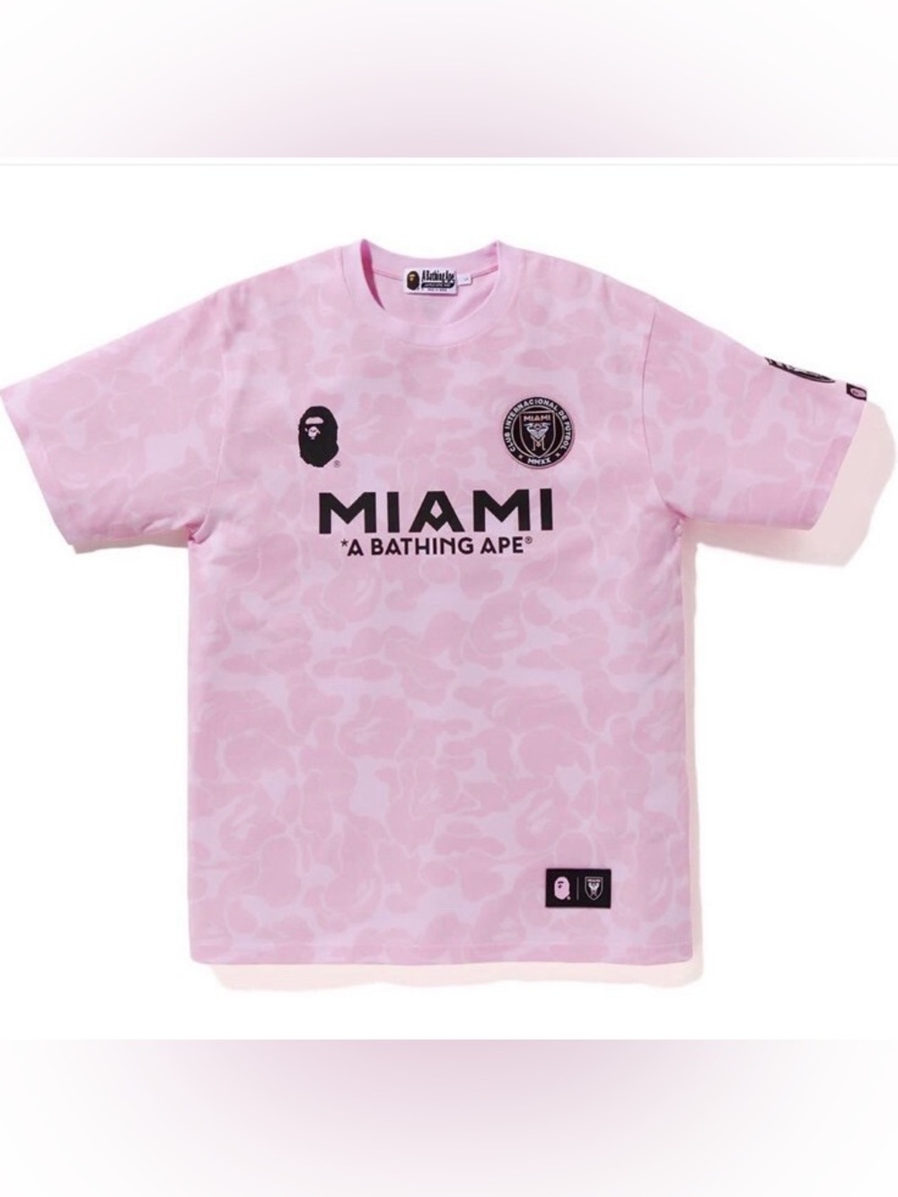 A Bathing Ape BAPE x Inter Miami Pink Camo Ape Head Graphic Tee Cotton